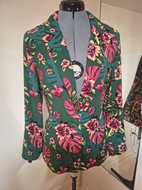 Studio F Green Blazer with Pink Floral Print